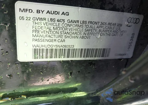 2022 Audi A3 Premium Plus 40 Tfsi Quattro S Tronic из США, поврежденный, VIN WAUHUDGY5NA092523